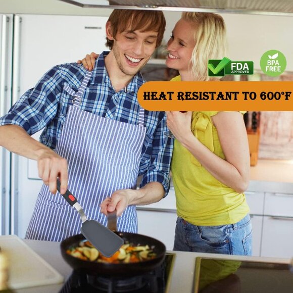 4-Pack SpatulasHeat Resistant Set Nonstick Cooking Utensils BPA Free Rubber - Picture 11 of 16
